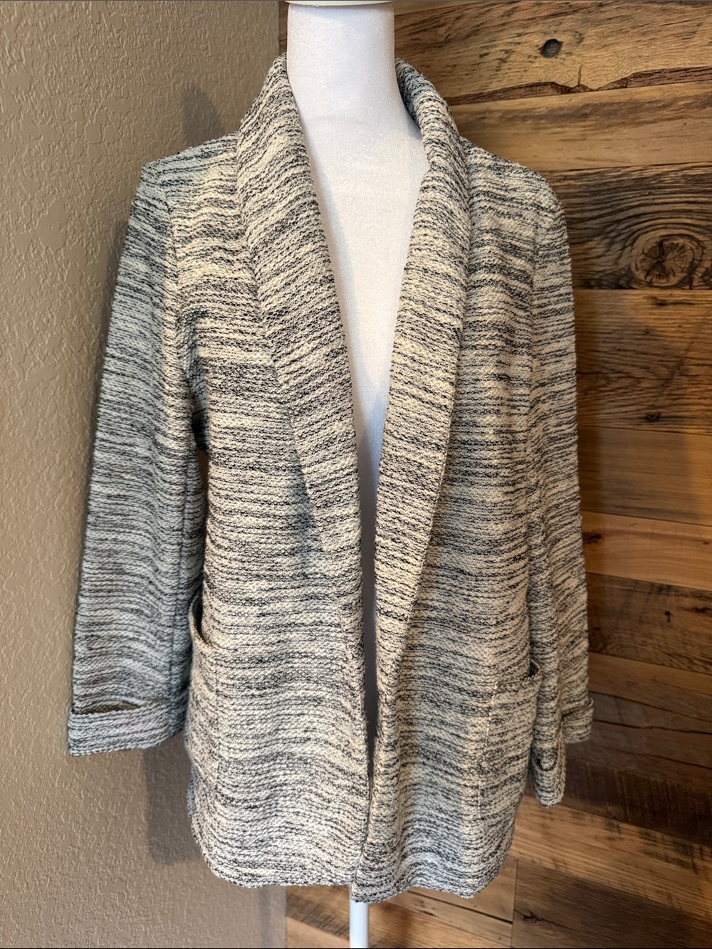 Cozy Open-Front Shawl Collar Sweater Cardigan - Heather Gray